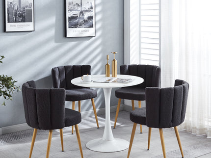 Modern Dining Chair (Set of 2) With Iron Tube Wood Color Legs, Shorthair Cushions And Comfortable Backrest, Suitable For Dining Room, Living Room, Cafe, Simple Structure