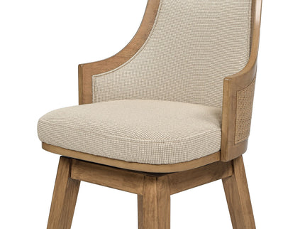 Bahama - Cane High Back Swivel Counter Stool With Recessed Arms Textured Weave - Taupe Beige