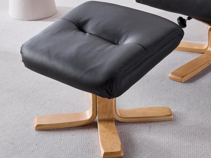 Massage Recliner With Ottoman, 360° Swivel, Heat & Vibration - Black Pu