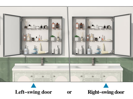 Medicine Cabinet, Wall Mounted Bathroom Mirror With Storage, Adjustable Shelves - Black Brown