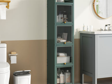 Glass Door Cabinet With Tier Storage