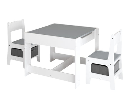 Kids Table And Chair Set, 3 In 1 Activity Table With Storage Drawer For Toddlers Drawing, Reading, Crafts, 2 In 1 Detachable Top - White