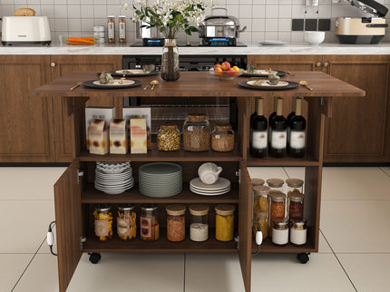 Multi Functional Folding Table With Storage Shelves And Wheels