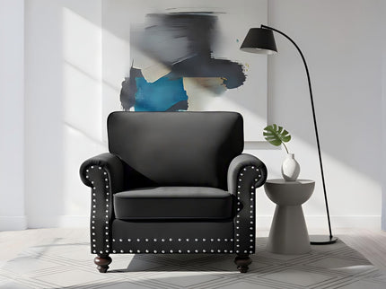 Upholstered Accent Armchair With Turned Legs For Living Room
