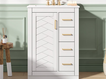 Modern Bathroom Vanity With 1 Door And 3 Drawers