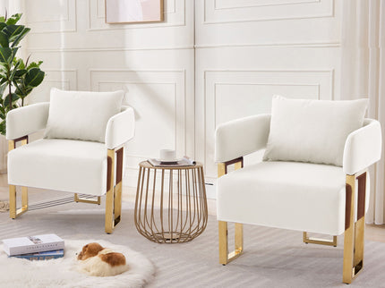 Modern Classic Design Decorative Chair Teddy Fleece Upholstered And Metal Foot