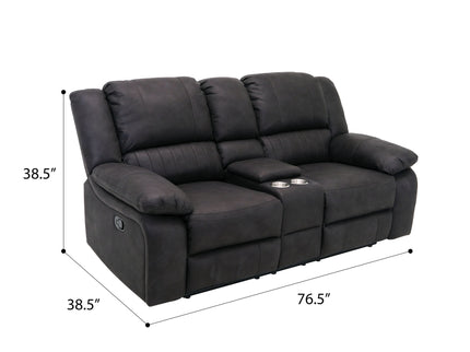 Reclining Console Loveseat - Black - Fabric