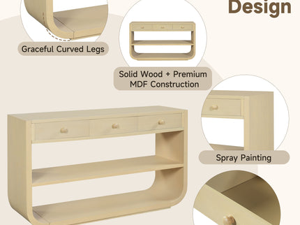 Console Table With 3 Soft Close Drawers & 2 Open Shelves