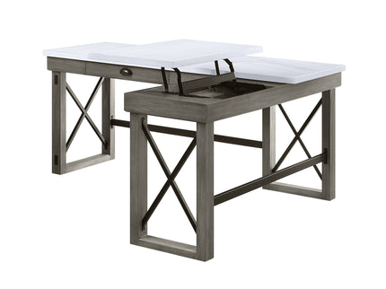Talmar - Marble Top Weathered Writing Desk With Lift Top