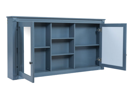 Modern Wall-Mount 2 In 1 Mirror Cabinet With Adjustable Shelves, Soft-Closing Hinges
