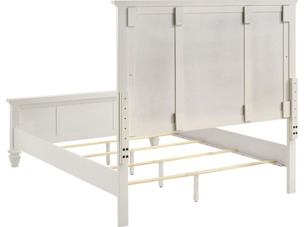 Cortina - 4 Piece Queen Bedroom Set With Ornate Panels And Storage - Cream White