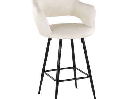 Margarite - Contemporary Fixed Height Counter Stool With Square Footrest (Set of 2)