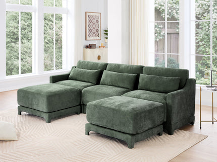 Stylish Sofa With Ottoman And Lumbar Pillows, Ergonomic Design