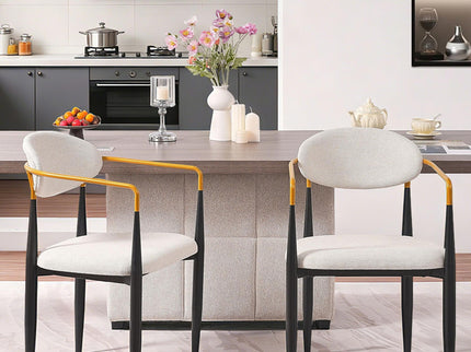 Modern Upholstered Dining Chair With Accented Armrests (Set of 2)