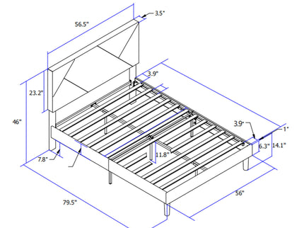 Full Size Upholstered Platform Bed Frame With Headboard, Strong Wood Slat Support, Mattress Foundation, No Box Spring Needed - Gray