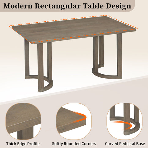 Rectangular Dining Table Set For 6 With Upholstered Barrel Back Chairs