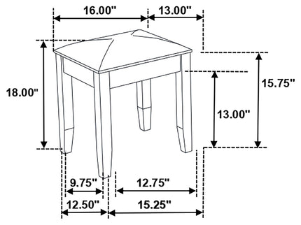 Vanity Stool With Padded Seat - White