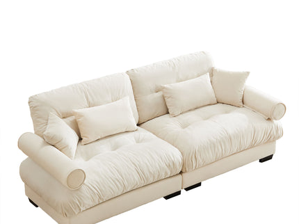 Modern Sofa With Bolstered Armrests And Pillows