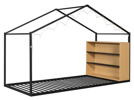 Bed House Frame With Shelves And Lights