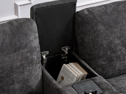 Modern Sectional Sofa U-Shaped With Movable Ottomans, tooth Speakers, LED Lights And Modular Storage
