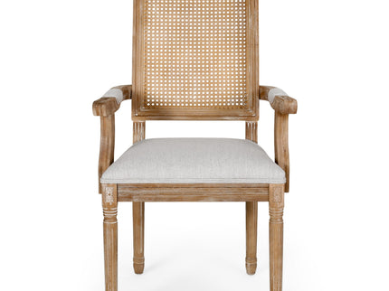Elegant French Country Style Dining Chair With Cane Backrest