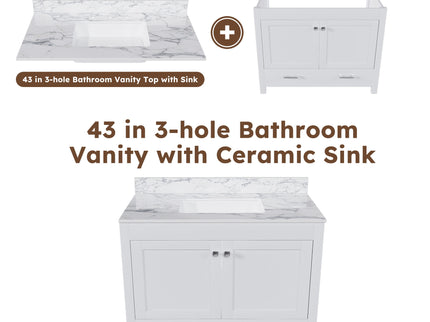 43" Bathroom Vanity Multi Functional Cabinet - White