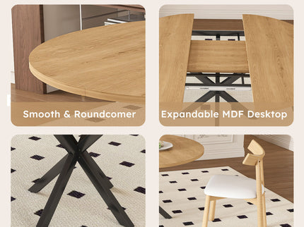 Modern Extendable Round Dining Table Set, Table With Chairs