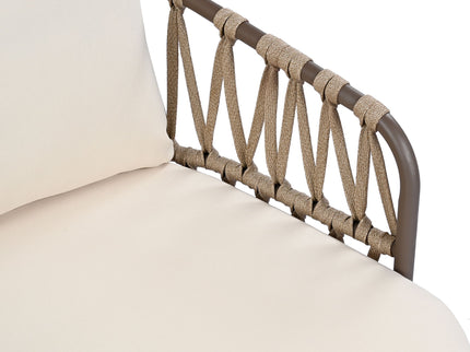 4 Piece Outdoor Patio Furniture Set, Metal Chairs With Woven Rope U Shaped Backrest