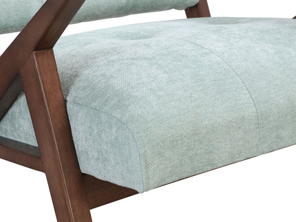 Modern Accent Chair With Plush Cushions, Angled Arm Design - Green