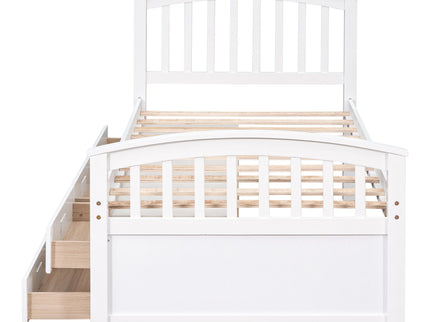 Platform Storage Bed Solid Wood Bed With 6 Drawers