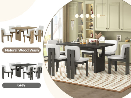 Dining Table Set For 6 With Upholstered Chairs