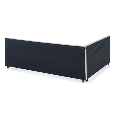 Mid-Century Storage Upholstered Tufted Bed Frame With Backrest And Armrests