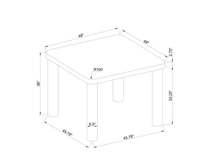 Square Frame Dining Table - Gray