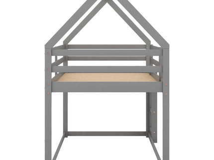 Low Bunk Bed With House Shaped Frame And Ladder