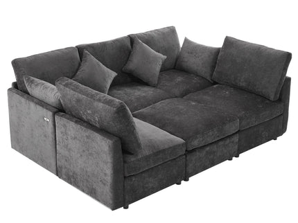 Sectional Sofa Modular U-Shaped With Ottoman & USB Ports