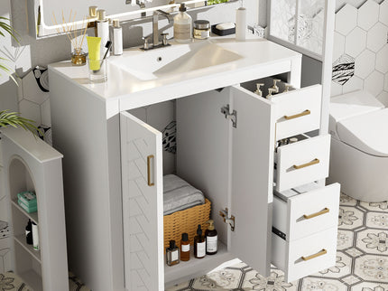 Bathroom Vanity With Sink Combo, Storage Cabinet, Freestanding Set With 3 Drawers & Soft Closing Doors