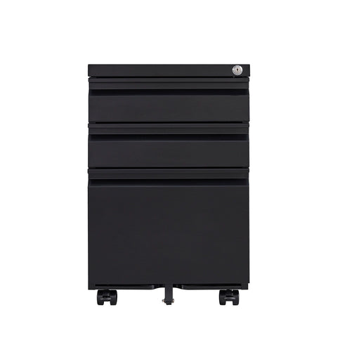 Contemporary 3 Drawer Mobile Filing Cabinet With Lock, Metal Office Storage For Legal / Letter Size