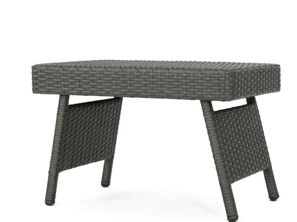 Outdoor Wicker Table With Rectangular Tabletop - Gray