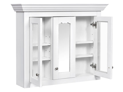 Bathroom Medicine Cabinet With Mirror, 5 Adjustable Closed Shelves, Wall-Mounted - White