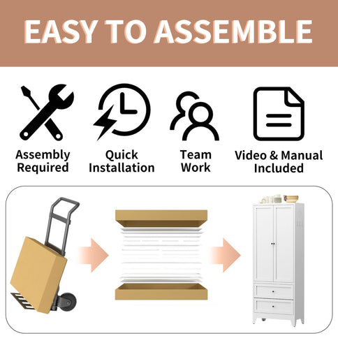 Pantry Cabinet With 2 Drawers, Freestanding Kitchen Storage Cabinet With Adjustable Shelves, Heavy-Duty Organizer For Spices, Dishware, Small Appliances - White