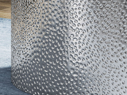 Modern Round Accent Table With Hammered Surface