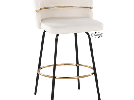 Cinch - Contemporary Fixed Height Counter Stool With Swivel & Round Footrest (Set of 2)