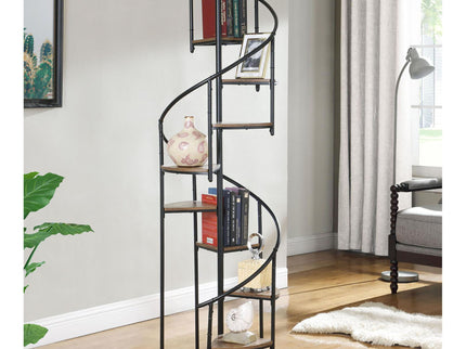 8 Shelf Staircase Bookcase Industrial Storage And Scratch Resistant Shelves - Brown