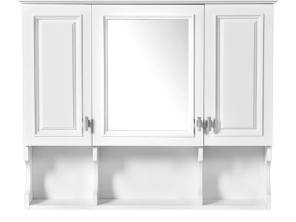 Wall Mounted Bathroom Medicine Wall Cabinet With Mirror & Open Shelves