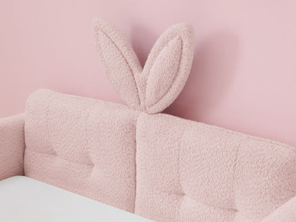 Cute Rabbit Ear Upholstered Platform Bed Frame With Safety Rail