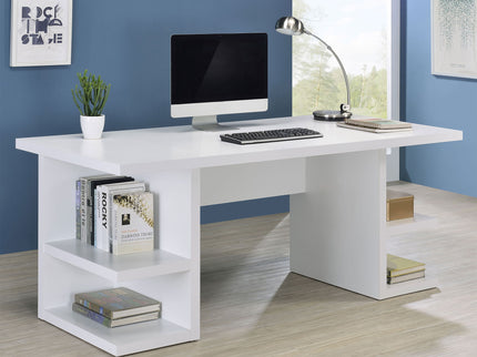 Hannah - 4 Shelf Writing Desk With Open Shelving - White