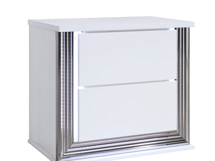 Moon - Smooth Nightstand With LED - White