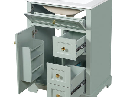 Modern Bathroom Vanity With Sink, 3 Drawers & Cabinet With 2 Tier Door Storage