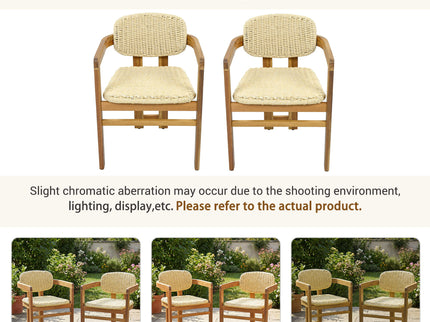 Outdoor Accent Armchairs For Patio (Set of 2) - Natural / Teak