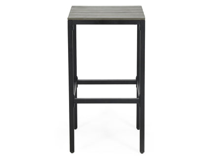Outdoor Bar Stool With Slat Design And Metal Frame (Set of 2)